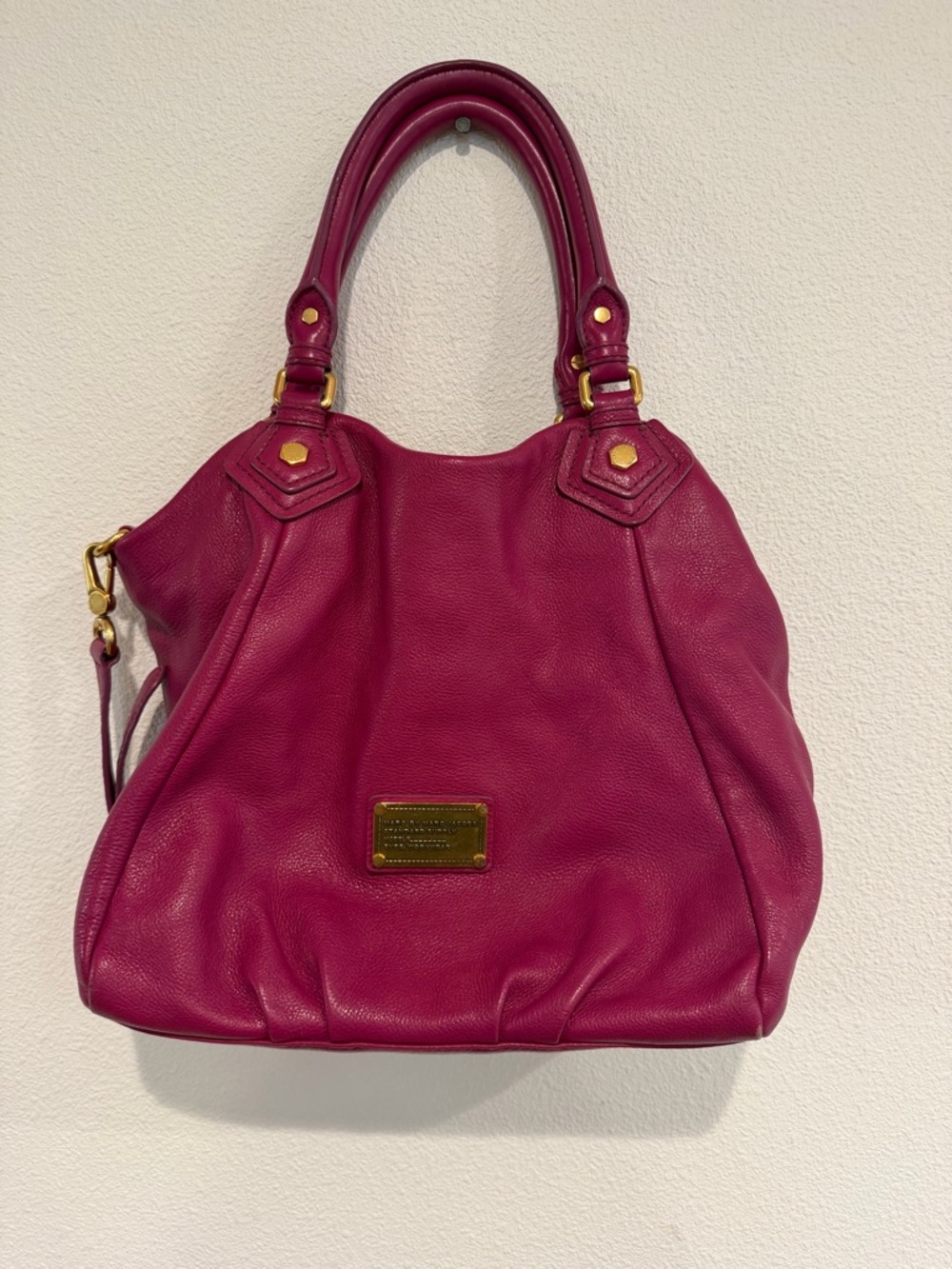 Marc Jacobs Hot Pink Pebbled Leather Tote with Gold Hardware